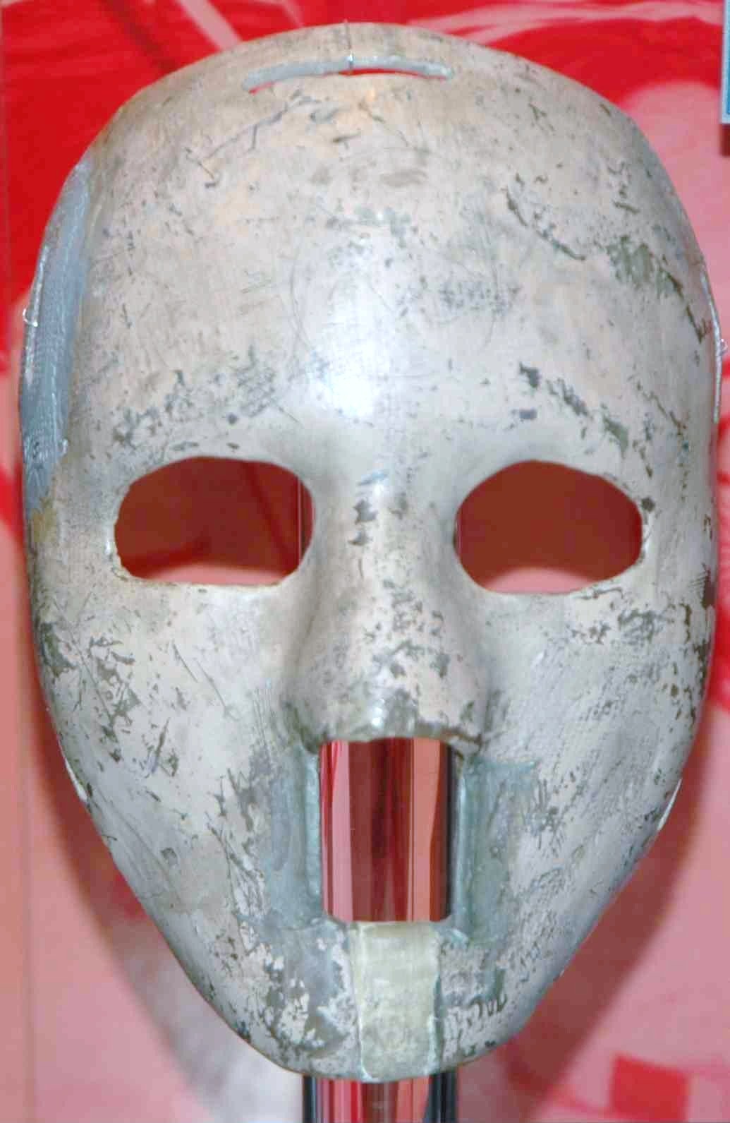 Vintage fiberglass goalie mask, replica